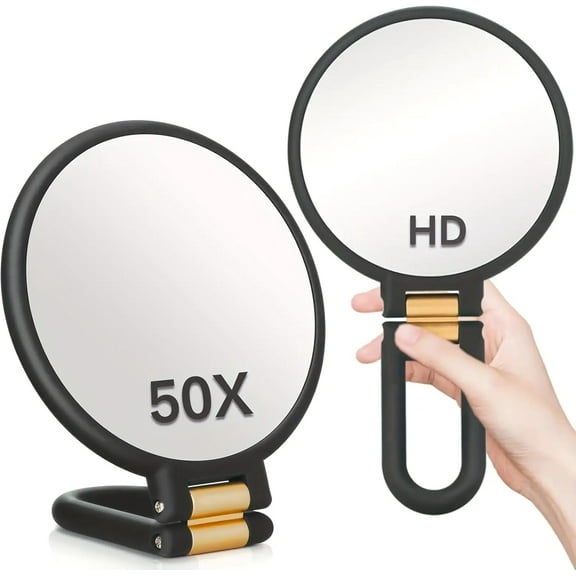 CSONGAZA Magnifying Makeup Mirror 50X Magnifying Mirror, Double-Sided Makeup with 360 Adjustable Handle, Handheld/Wall Mount/Tabletop Design