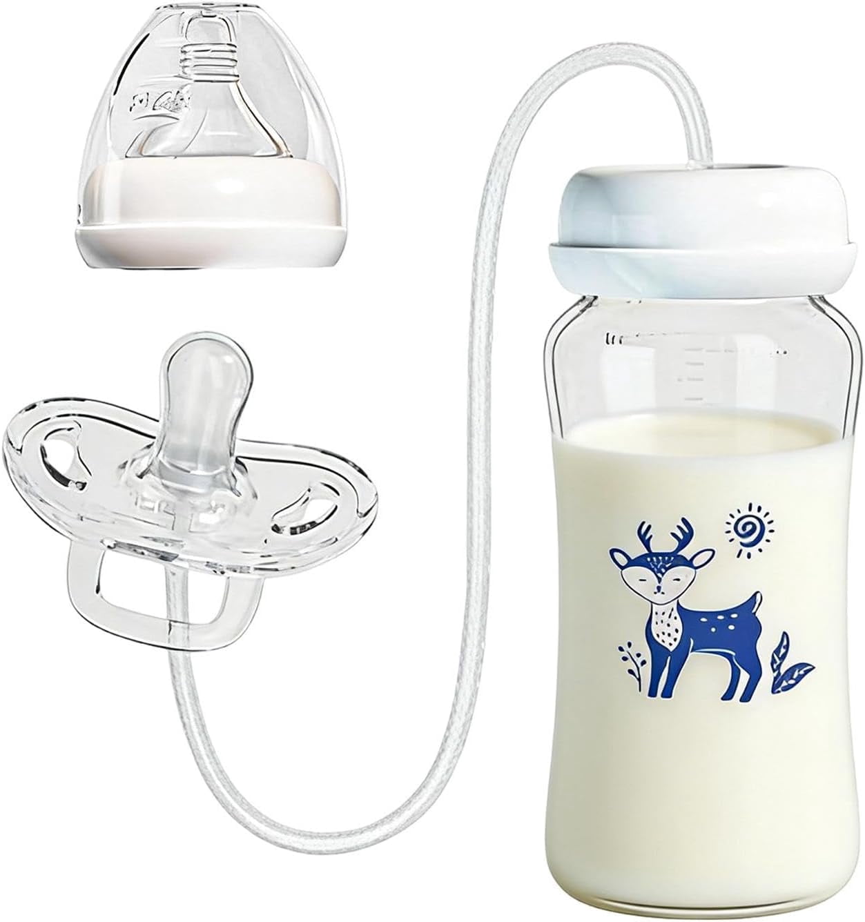 CSONGAZA Pacifier Bottle - Leakproof Silicone Anti-Colic, Breast Milk Bottles with Ergonomic Soft Nipple, Natural Flow Feeding Container, Nursing Supply for Boys Girls Nursery Daycare Travel