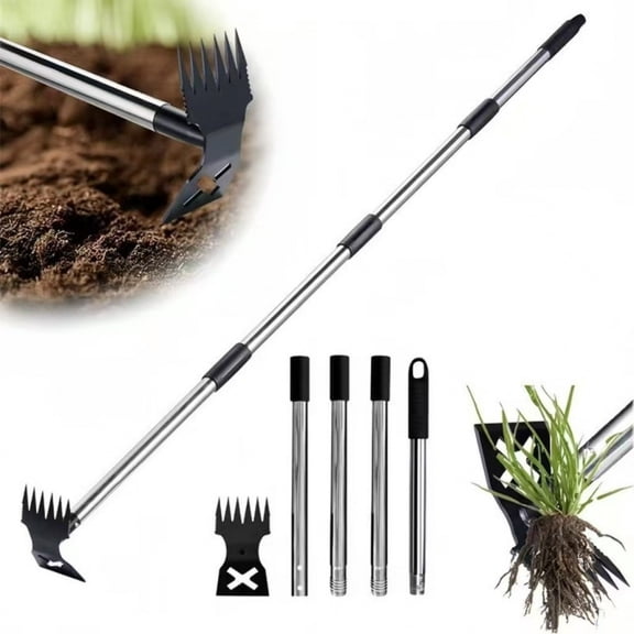 CSONGAZA Weeding Tools, 58in Weed Remover Tool Gardening Tools, 2 in 1 Manual Garden Hoe with Long Handle, Heavy Duty Stainless Steel for Garden Digging Lawn Patio Gardening