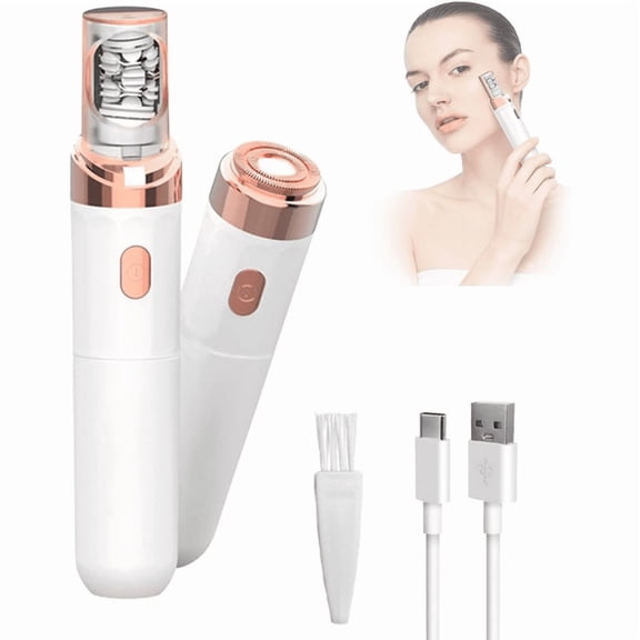CSONGAZA  Women Face Epilator - 2 in 1 Painless Electric Facial Hair Remover with Built-in LED Light - USB-C Rechargeable Mini Hair Shaver - Portable Razor for Chin Lip Peach Fuzz Body on Home Travel