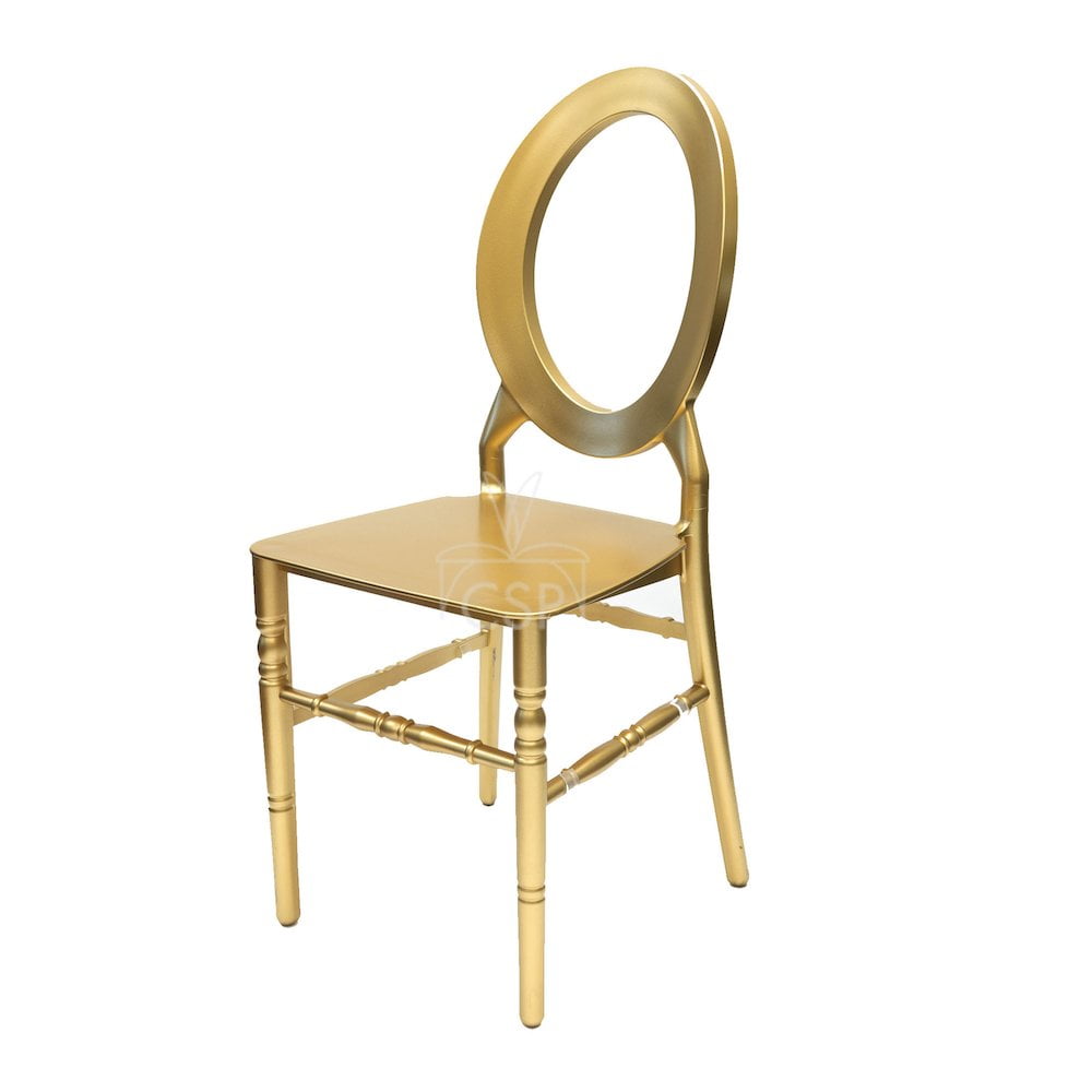 Gold Polypropylene Stacking Dining Chair with Arm Rest