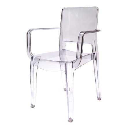 Mateo Clear Polycarbonate Dinning stacking chair with Arms