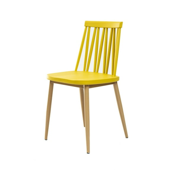 CSP Set Of 1 Plastic Windsor Chair With Metal Legs - Yellow
