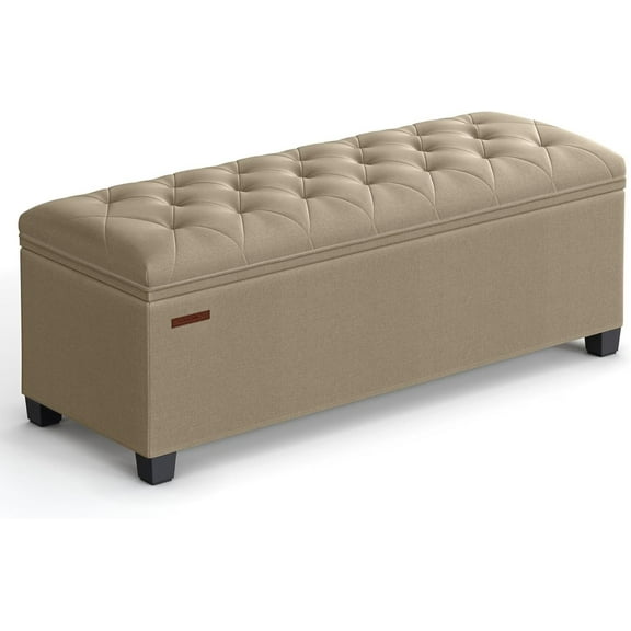 CSPP Storage Ottoman Bench, Foot Rest with Legs, 15.7 x 43.3 x 15.7 Inches, End of Bed Bench, Storage Chest, Load up to 660 lb, for Living Room, Bedroom, Entryway, Camel Brown ULSF088R01