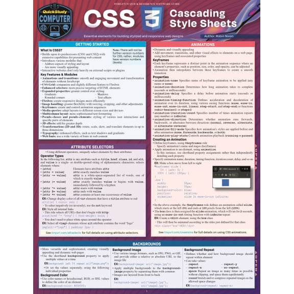 Pre-Owned CSS - Cascading Style Sheets : a QuickStudy Laminated Reference Guide (Edition 3) (Other)