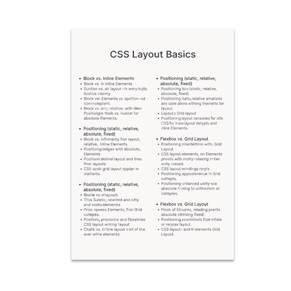 CSS Layout Basics Poster Print - Web Developer Decor - 13x19 Glossy Wall Art