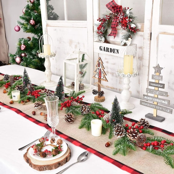 CSSAD 1.8 Meter Christmas Pines Needle Wreath with Green Artificial Christmas Wreath Winter Mantel Tabletop Porch Decoration Holiday Wreath Green Christmas Wreat