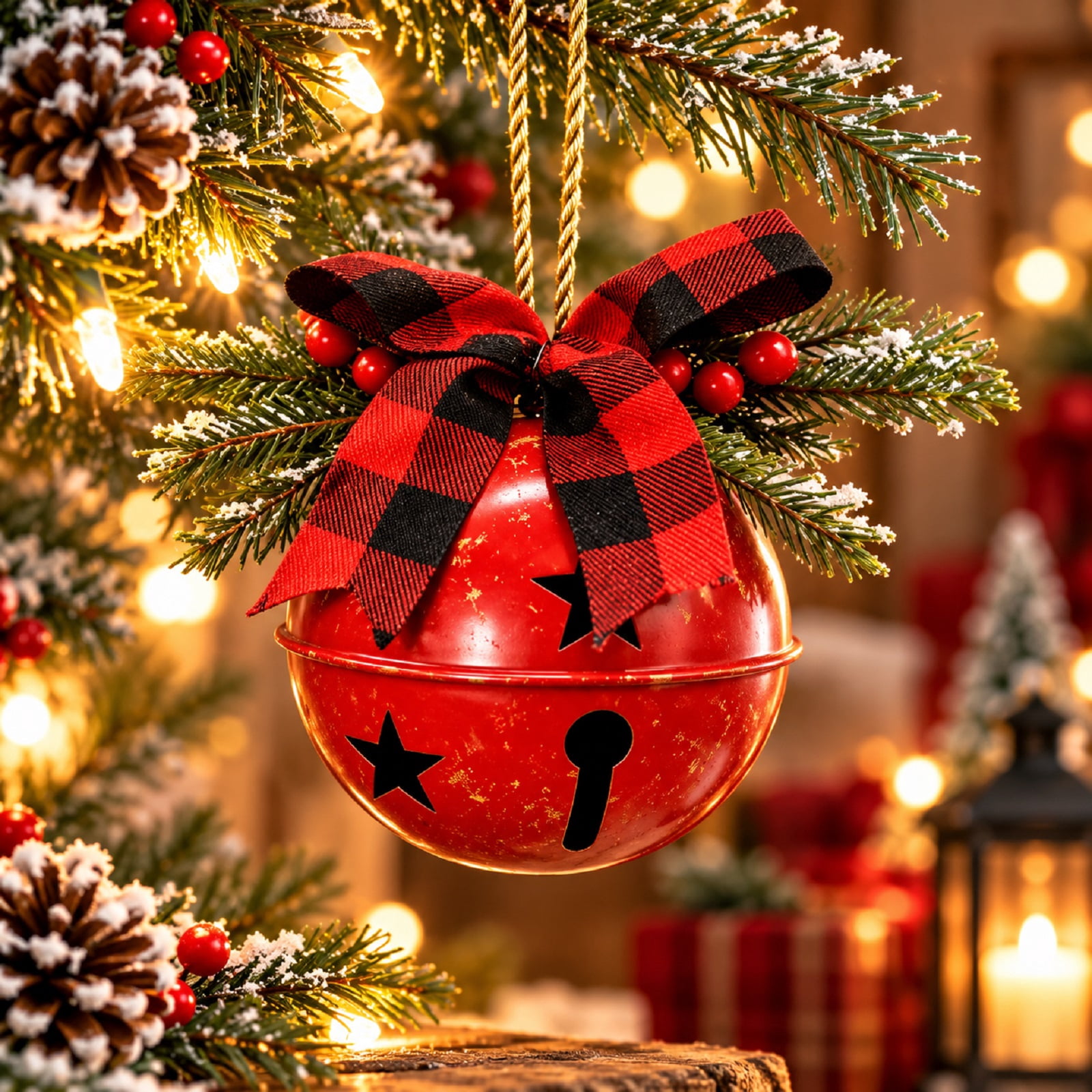 Rustic Boots CSSAD 14.6 Inch Oversized Christmas Hanging Bell, Rustic Metal Jingle ...