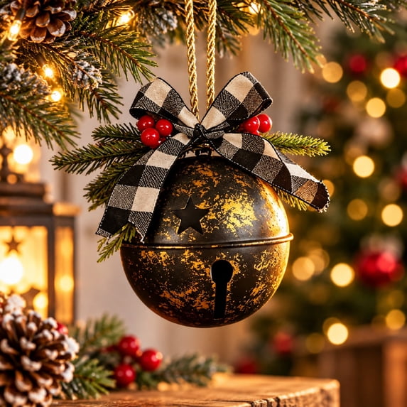 2 Inch Bell CSSAD 14.6 Inch Oversized Christmas Hanging Bell, Rustic Metal Jingle ...