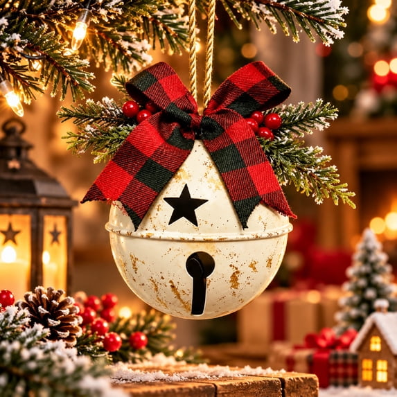 2 Inch Bell CSSAD 14.6 Inch Oversized Christmas Hanging Bell, Rustic Metal Jingle ...