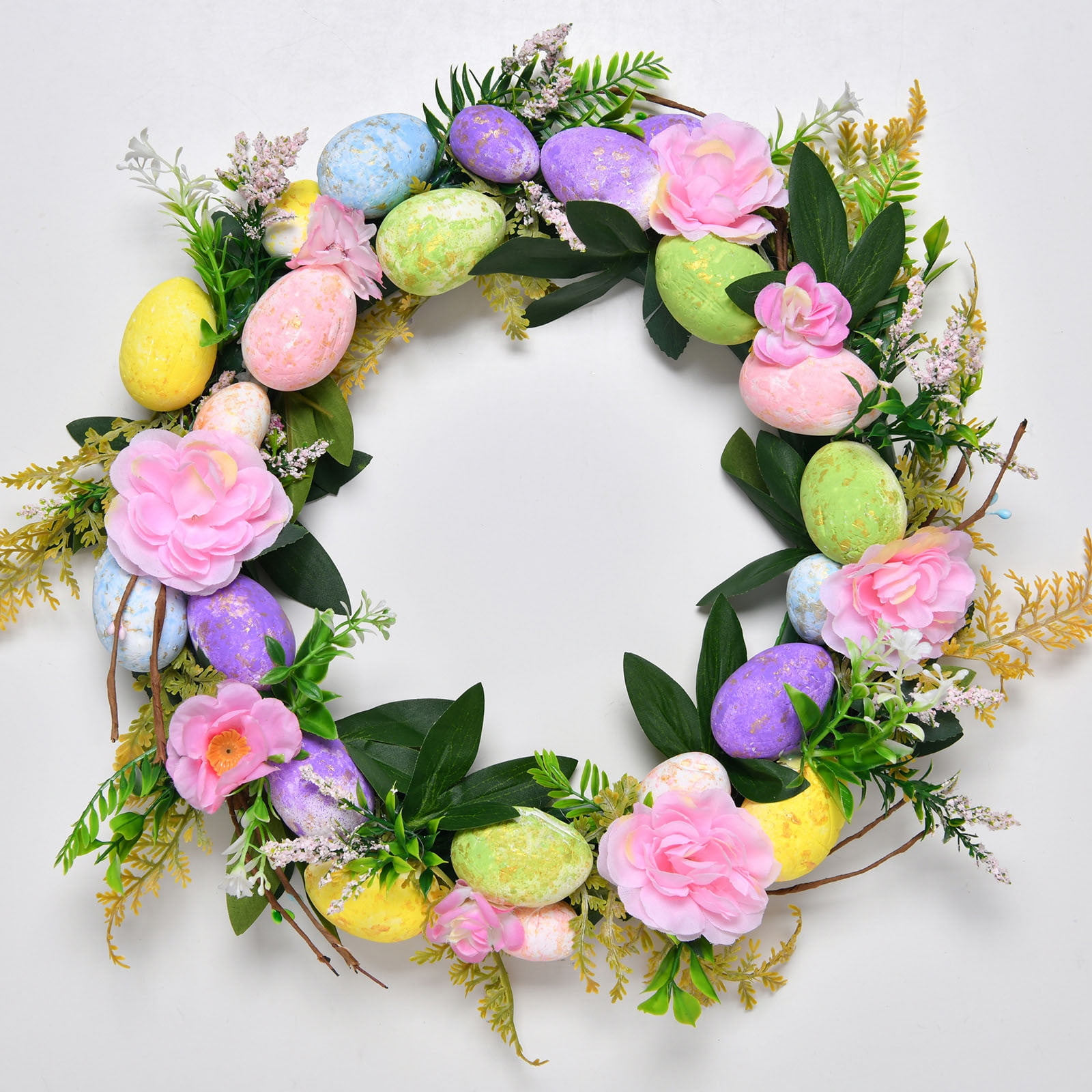 CSSAD 18 inch Easter Wreath with Pastel Eggs Artificial Easter Egg ...