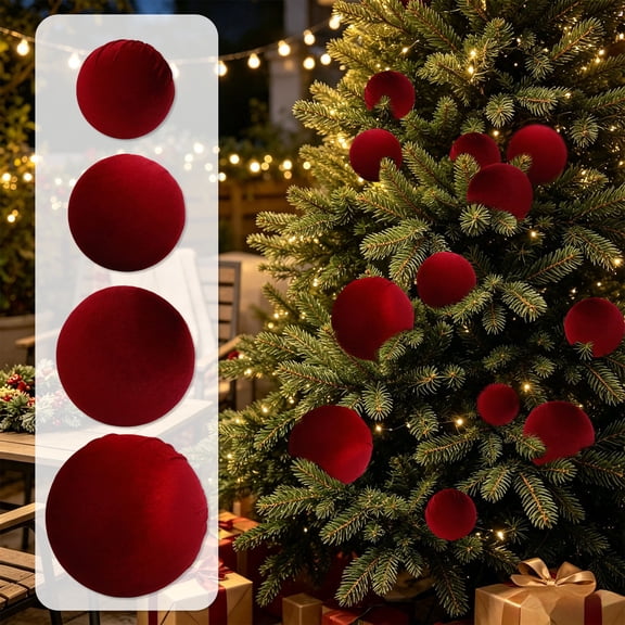 CSSAD 3.1 Inch Large Velvet Christmas Ball Ornament, Wine Red Polyester Velvet Hanging Bauble, Christmas Decorations Ball for Christmas Tree Wreath Garland Holiday Home Decor, 1 Pack