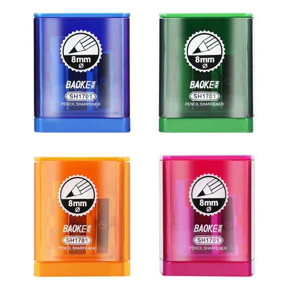 CSSAD 4PCS Transparent Double Hole Pencil Sharpener Small Pencil Plastic Pencil Sharpener