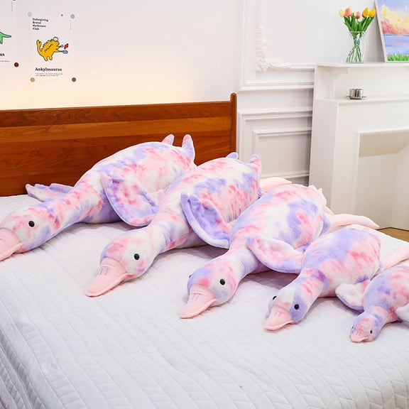 CSSAD 51" Colorful Soft Hugging Goose Stuffed Toy Pillows, Large Plush Goose Cuddle Pillow, Cozy Sleeping Hug Pillow for Home Bedroom Sofa Decor and Gift