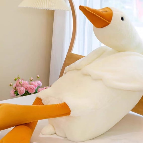 CSSAD 51 Inches Goose Stuffed Animal Stuffed Goose Plush White Swan Throw Pillow Toy Giant Goose Plush (White)