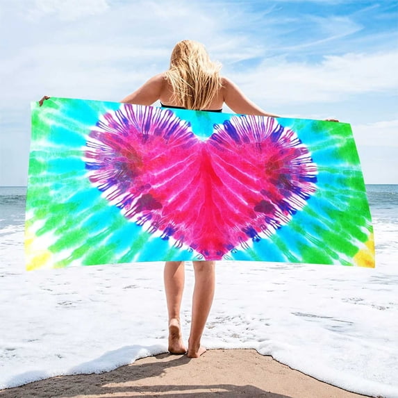 CSSAD Beach Towel Clips Microfiber Beach Towel, Lightweight Colorful Bath Towel, Sandproof Beach Blanket, for Travel Swimming Pool, 27.5x55.1 Inch