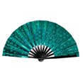 thumbnail image 1 of CSSAD Boots on the Ground Fan, Large Holographic Folding Handheld Fans for Line Dancing, Portable Craft Holding Colorful Stripe Hand Fan for Festival,Dance,Party, Wedding Dance Church, 1 of 6