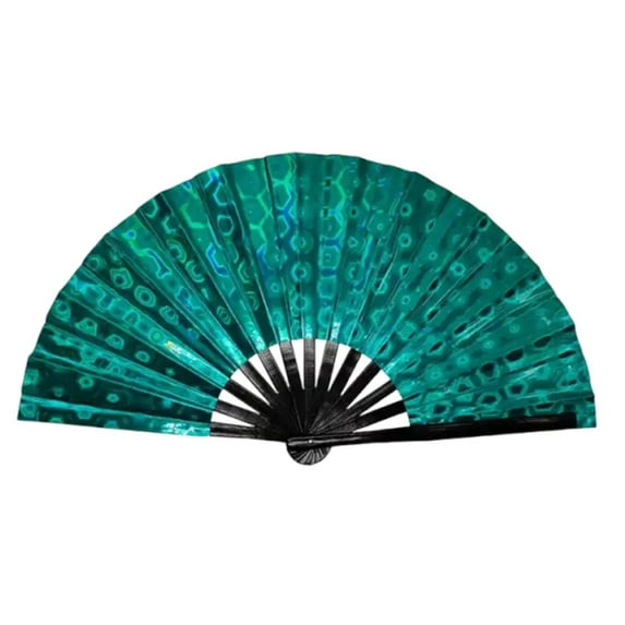 CSSAD Boots on the Ground Fan, Large Holographic Folding Handheld Fans for Line Dancing, Portable Craft Holding Colorful Stripe Hand Fan for Festival,Dance,Party, Wedding Dance Church