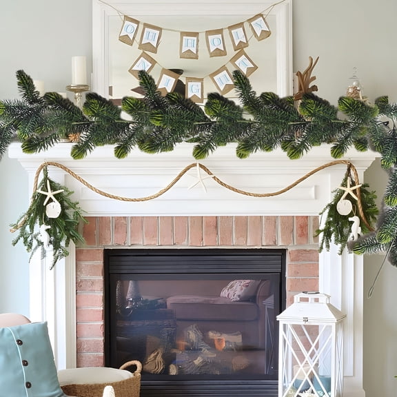 CSSAD Christmas Pines Needle Wreath Artificial Christmas Pines Needle Leaf Vines Winter Mantel Tabletop Porch Decor Holiday Wreath Green Christmas Wreath