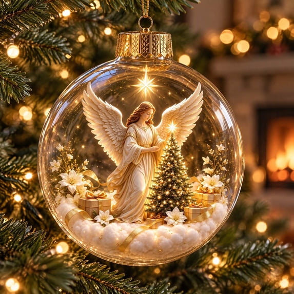 CSSAD Christmas Tree Decorations Balls Light Up Christmas Ornaments with Mini Holiday Scene Glowing Christmas Tree Hanging Ball Glowing Christmas Pendants for Tree Mantel Christmas Party Decor