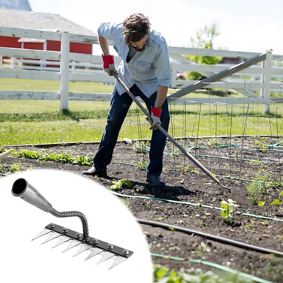 CSSAD Detachable Gardening Hand Weeder Tool Hoe Weeding Artifact Agricultural Digging Vegetables Flower Shovel Digging Land Planting Vegetables Agricultural Loosening Tools Steel Rake Rake