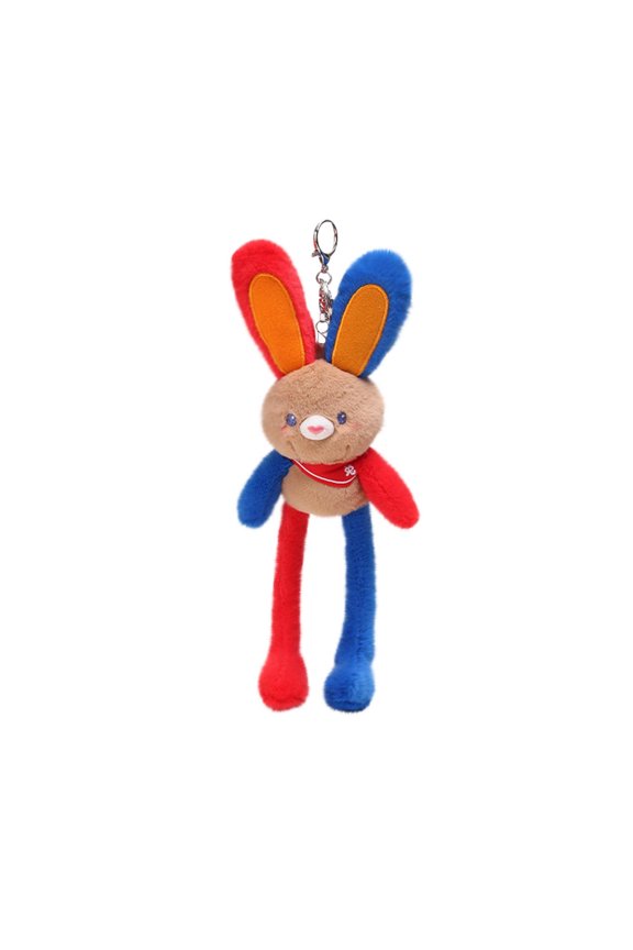Easter Bunny Toy Extendable Pull Funning Rabbits, Multicolor Stuffed Bunny Toy with Pull Up Ears, Pet Plush Bunny Doll Keychain Bag Gift Pendant for Kids