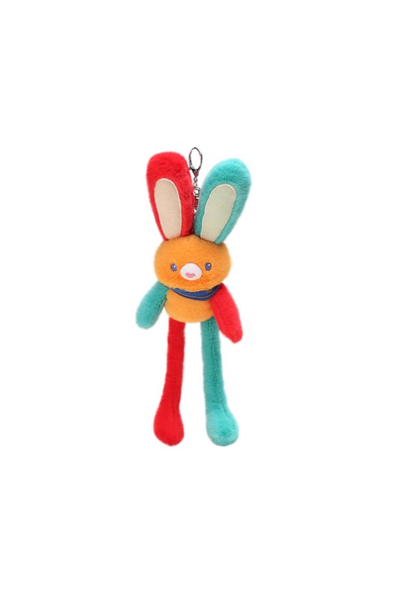 Easter Bunny Toy Extendable Pull Funning Rabbits, Multicolor Stuffed Bunny Toy with Pull Up Ears, Pet Plush Bunny Doll Keychain Bag Gift Pendant for Kids