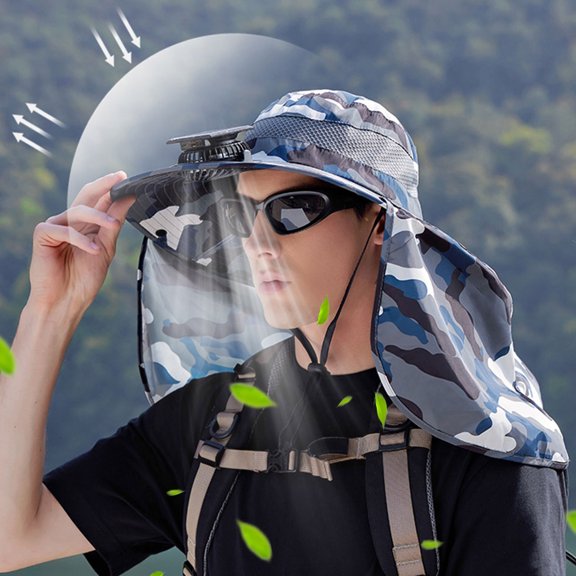 CSSAD Fishing Hat for Men&Women, Outdoor UV Waterproof Wide Brim Bucket Hat, UPF50  Sun Hat with Neck Flap, Waterproof Outdoor Hiking Camping Fishing Hat, Blue
