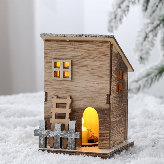 CSSAD New Christmas House String Lights Wooden House LED Light Decorations Holiday Decorations Christmas Ornaments