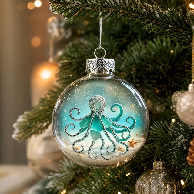 Label Octopius Image CSSAD Ocean Themed Christmas Ornament, Cute 3D Ocean Animal Octopus ...
