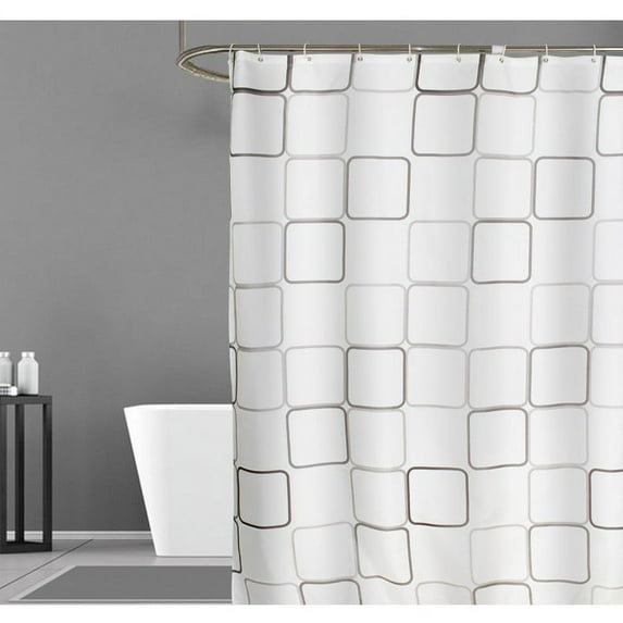 CSSAD Printed Shower Curtain,Water-proof Partition Curtain,Polyester and Mildew-proof Bathroom Curtain,White,71×71in
