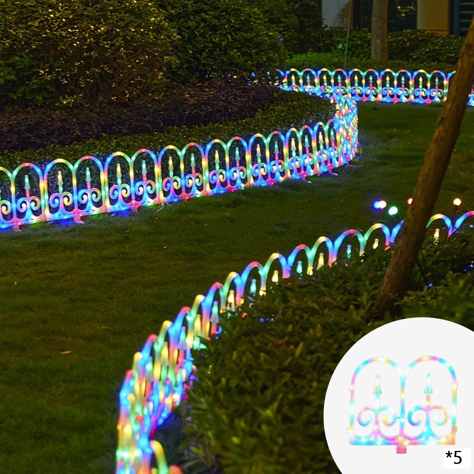 CSSAD RGB Outdoor Ground Lights, Solar Fence Lights Pathway Lights, Waterproof Walkway Lighting, Gardening Decorative Light for Yard Lawn Patio Best for Holiday Party