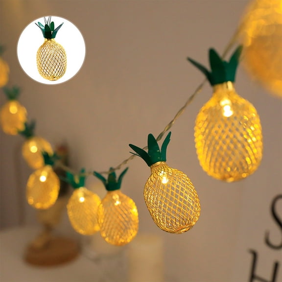 CSSAD Room Decoration Lights String Iron Vintage Pineapple String Lights Battery Lights Pineapple Fruit Ambient Lights
