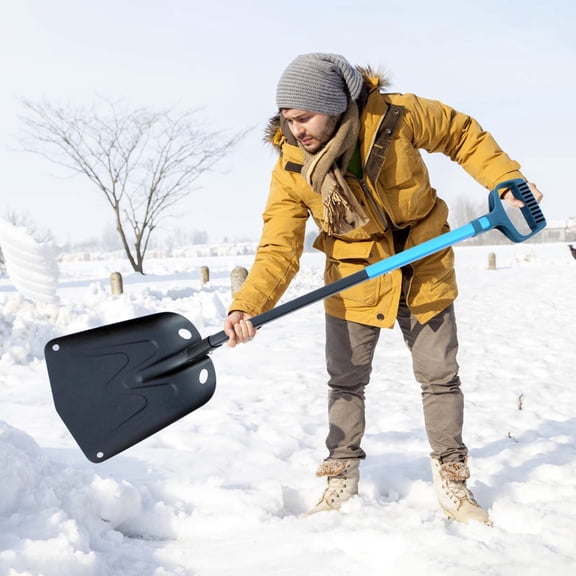 CSSAD Snow Shovel Large Capacity Plastic Long Handle Aluminum Alloy Multifunctional Long Handled Snow Shovel off-road Small Shovel Outdoor Folding Snow Shovel
