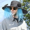 thumbnail image 1 of CSSAD Solar Fan Hat Wide Edge Outdoor Sun Hat with 2 Solar Fans and 3 Wind Fishing Hats - Detachable and USB Charging Fan, Men's Strong Wind Fan, Dark Gray, 1 of 6