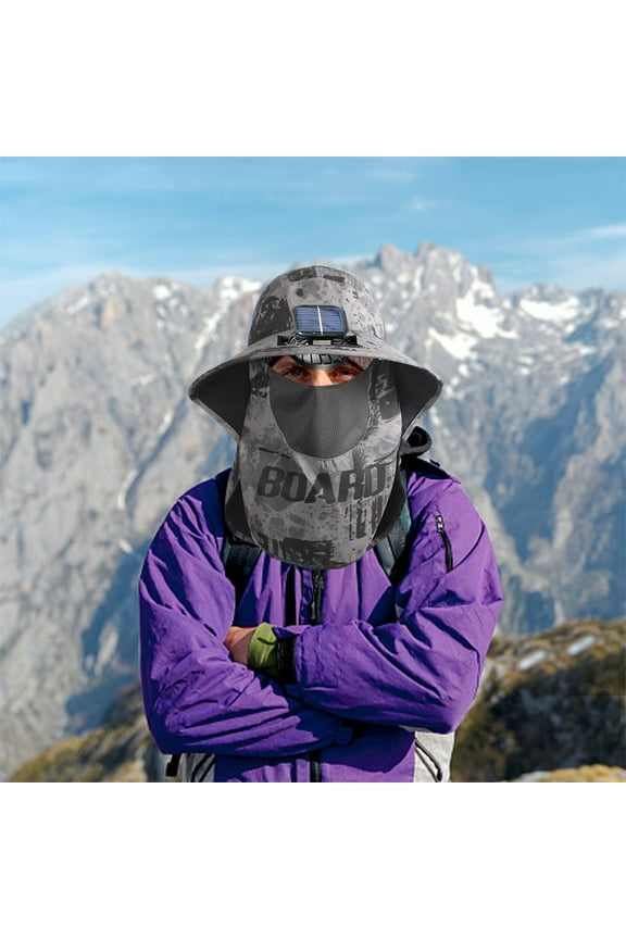 Solar Powered Fan Hat Solar-Powered Mini Fan with USB Rechargeable Battery Strong Airflow Sun Hat for Men Summer Outdoor Hiking Fisherman Caps