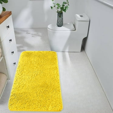 CSSAD Solid Color Bath Rugs,Bathroom Rugs 1-Pieces Ultra Soft Non Slip and Absorbent Bath Rugs Machine Washable for Tub,Shower, Bathroom,Yellow