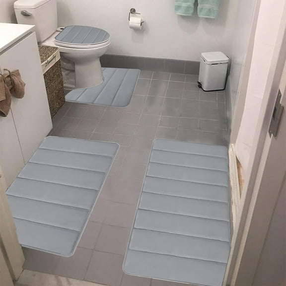 CSSAD Upgrade Extra Large Bathroom Rug Set 4 Pieces Ultra Soft,Thick Absorbent Bath Mats, Non Slip Toilet Mat for Bathroom, Bedroom,Kitchen