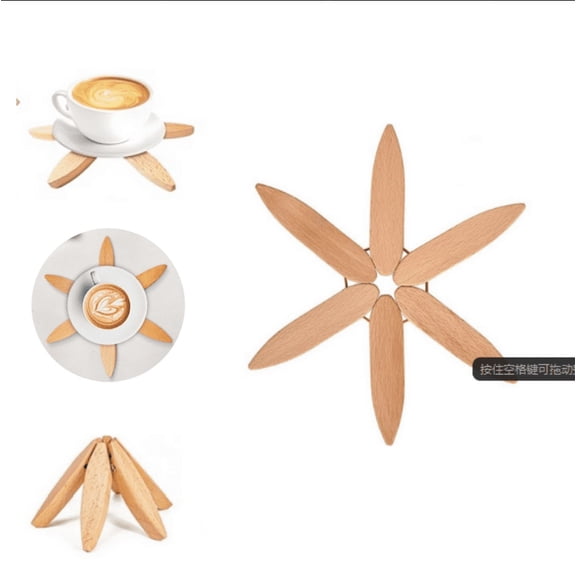 CSSAD Wooden Trivets for Hot Dishes,Tree Shaped Tripod Set,Non-Slip Hot Pads,Heat Resistants Pot Holders,Walnut Wood,1 Wooden Tripods1 (light Brown)