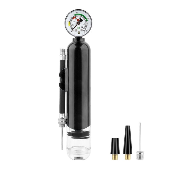 CSSJKYJ 1 PCS Ball Pump with Pressure Gauge, Ball Compact Pump with Needles and Nozzles, Portable Air Hand Pumps Little Pumps for Basketball, Football, Rugby, Volleyball(Black)