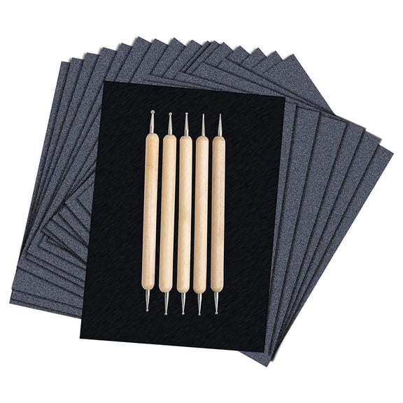 CSSJKYJ 100 Sheets Transfer Tracing Paper Carbon Graphite Paper and 5 Pcs Embossing Styluses Stylus Dotting Tools, Metal, Glass, Carving, DIY Wood Burning Transfer Craft(Wooden)