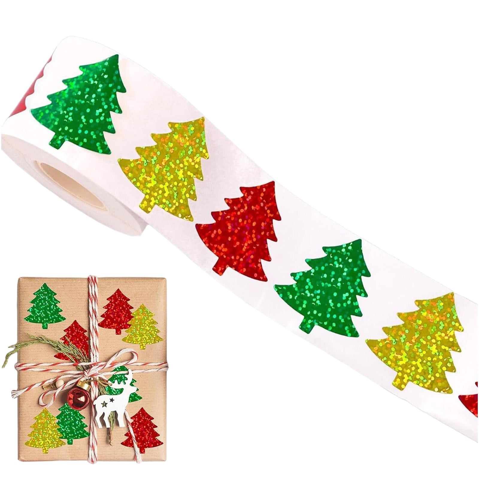 Sticker Brou Tree CSSJKYJ 1000 Pcs Glitter Christmas Tree Sticker Roll, Holographic Pine ...