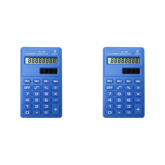 CSSJKYJ 2 PCS Pocket Calculator Small Bulk Basic 4 Function Calculator 8 Digit Display Battery Powered for Desktop Home Office Study Kids (Light Blue Color)