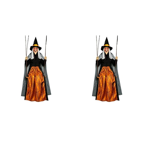 CSSJKYJ 2 PCS Swinging Witch Large Hanging Swing Hangable Scary Props | Halloween Hanging Witch Decorations Outdoor Hanging Witch for Garden Porch Yard Fireplace Home Haunt,Orange