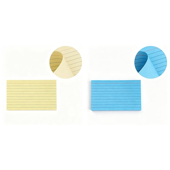 CSSJKYJ 2PCS 100 Count Colored Index Cards 3 x 5 Inch Ruled Index Cards, Flash Cards College Ruled for College,Durable Study To Do List Note Cards with Ruled Line,Blue+Yellow