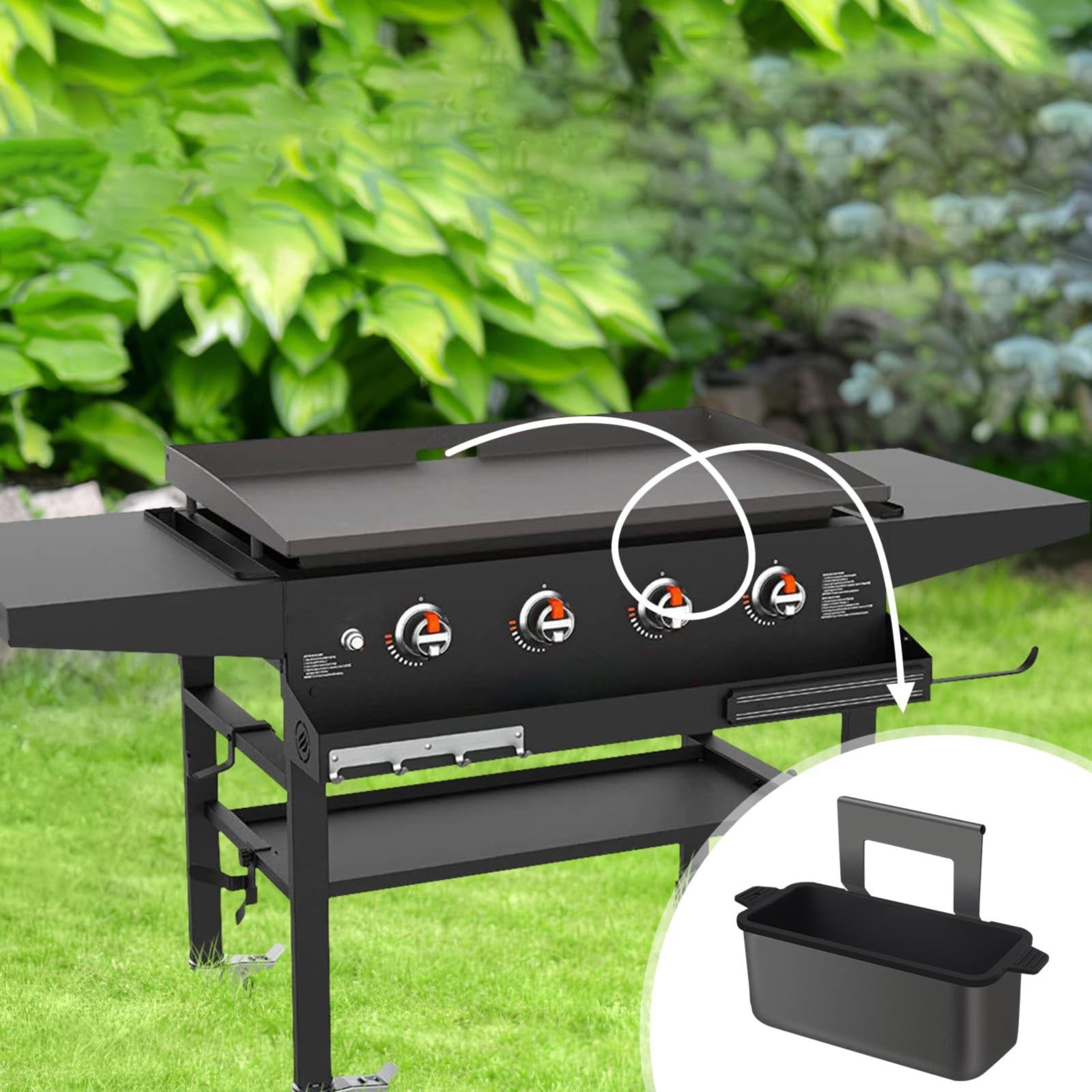 No-gap Grease Catcher For Griddle 2 Pack Silicone Grease Cup Liners For Blackstone Grill, Reusable Drip Pan Liners Grill Griddle Rear Grease Cup Grease Catcher Liner Black Jusoit Reusable Drip Pan Liners
