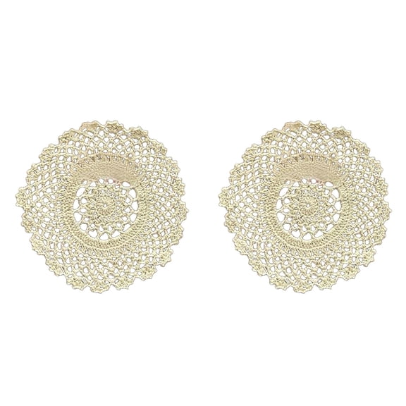 CSSJKYJ 2PCS Damanni Beige Cotton Handmade Crochet Lace Tablecloth Doilies Table Overlay,Round,18cm