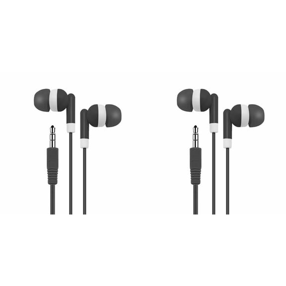 CSSJKYJ 2PCS Earbuds Headphones Wired with Microphone，in-Ear Earbuds,Noise Isolating,Powerful Heavy Bass, Earphones Compatible with iPhone,iPod,iPad,MP3,and Most 3.5mm Jack(Black)