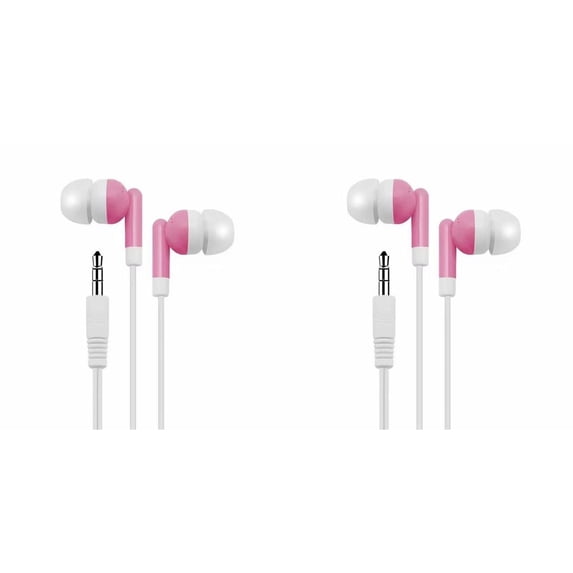 CSSJKYJ 2PCS Earbuds Headphones Wired with Microphone,in-Ear Earbuds,Noise Isolating,Powerful Heavy Bass, Earphones Compatible with iPhone,iPod,iPad,MP3,and Most 3.5mm Jack(Pink)