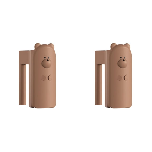 CSSJKYJ 2PCS Proof Door Stopper with Adhesive Hook, Cute Cartoon Bear Silicone Door Guard Protector, Anti-Pinch Safety Latch for Cabinet Drawer Window (Brown),2.64 inch, Decorative Door Guard